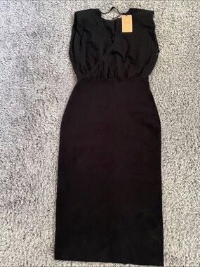 Halogen Black Sleeveless Surplice Midi Dress